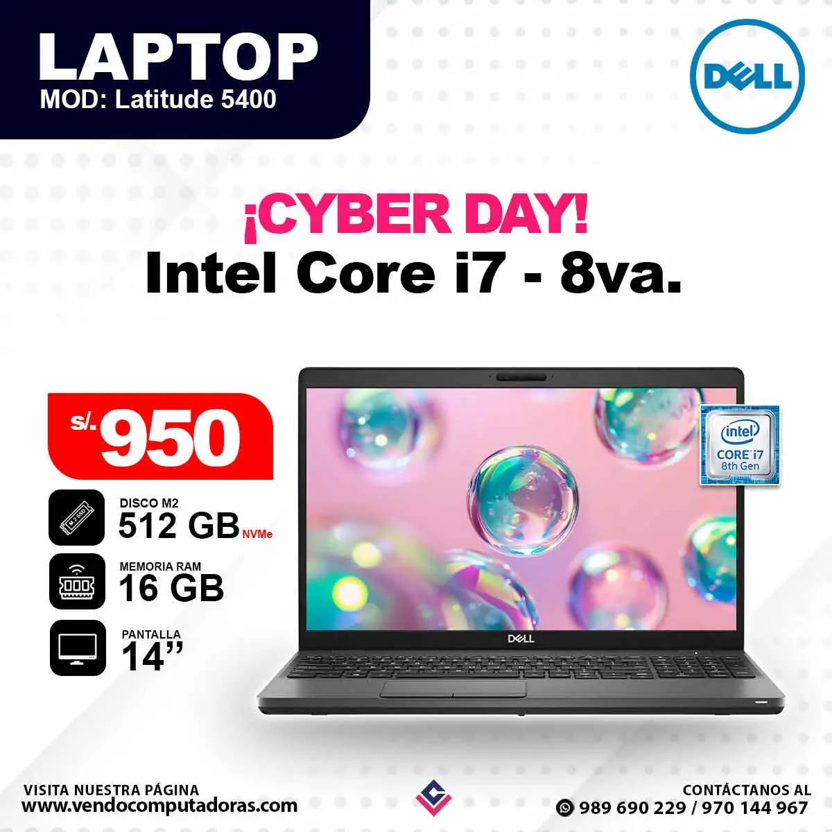 Laptop DELL Core i7 - 8va. Latitude5400