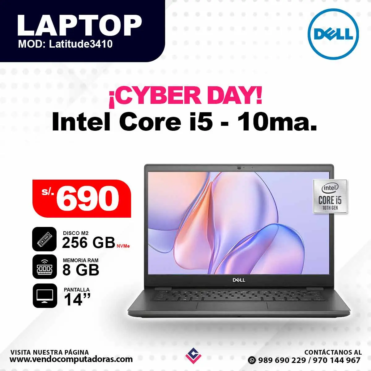 Laptop Core i5 - 10ma. Gen Latitude 3410
