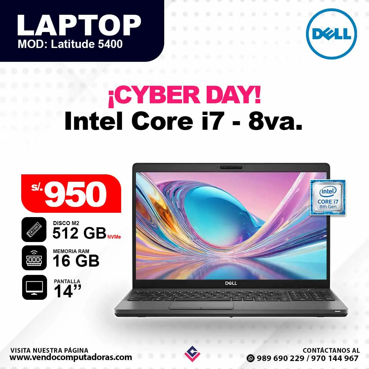 Laptop DELL core i7 - 8va 5400