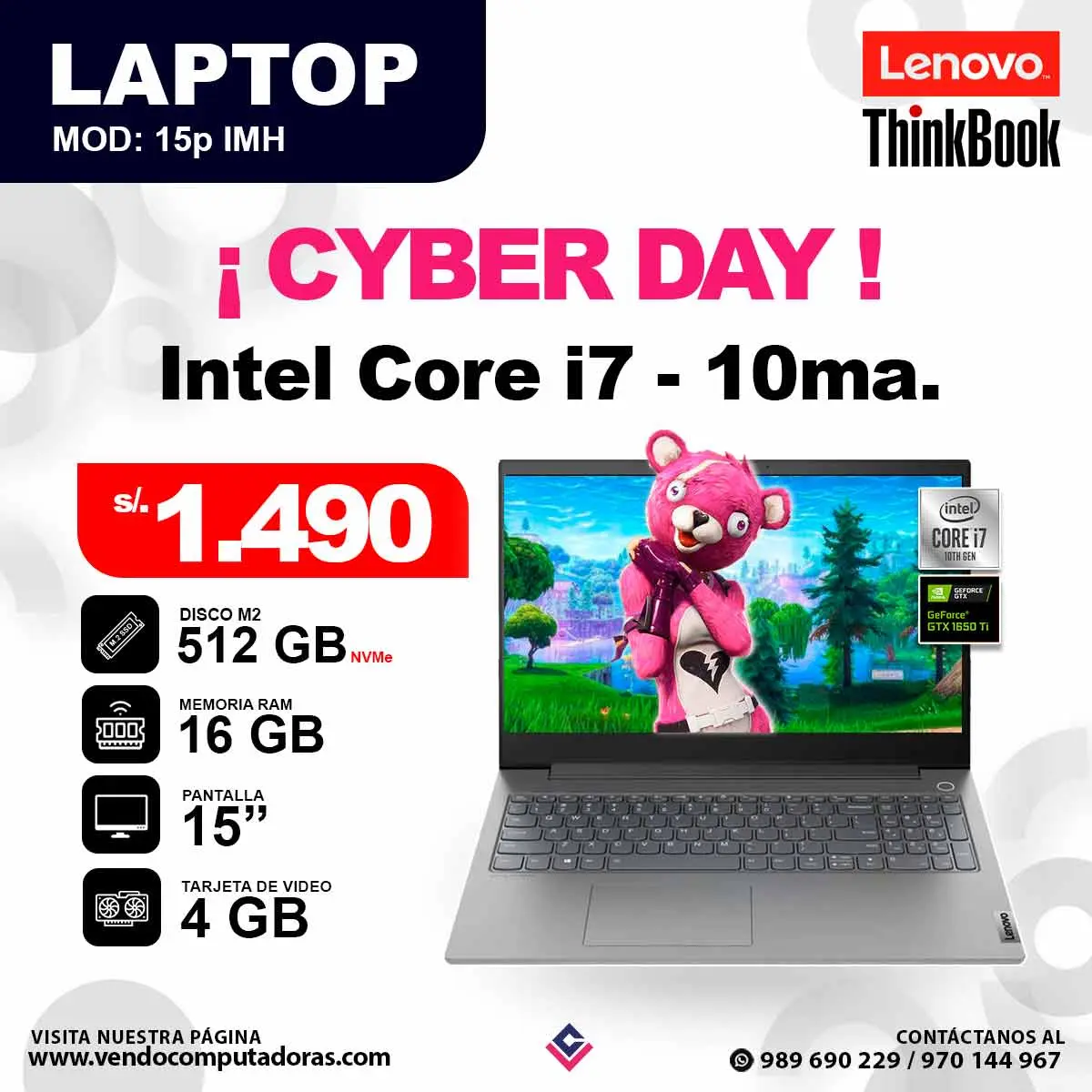 Laptop ThinkBook 15p IMH core i7 - 10ma.