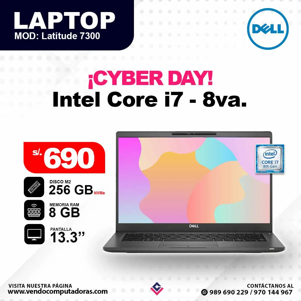 Laptop DELL Core i7 - 8va. Gen