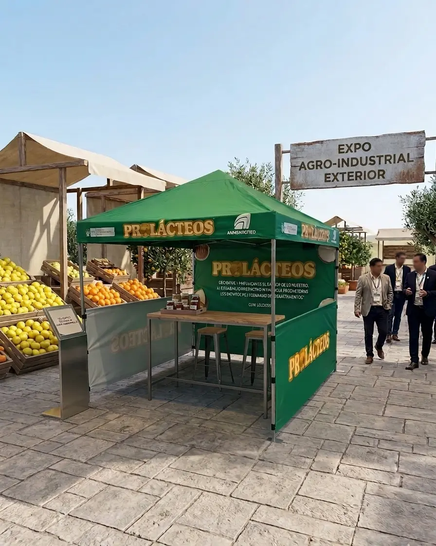 Toldo Publicitario Pirámide con Cerco y Fondo para Eventos