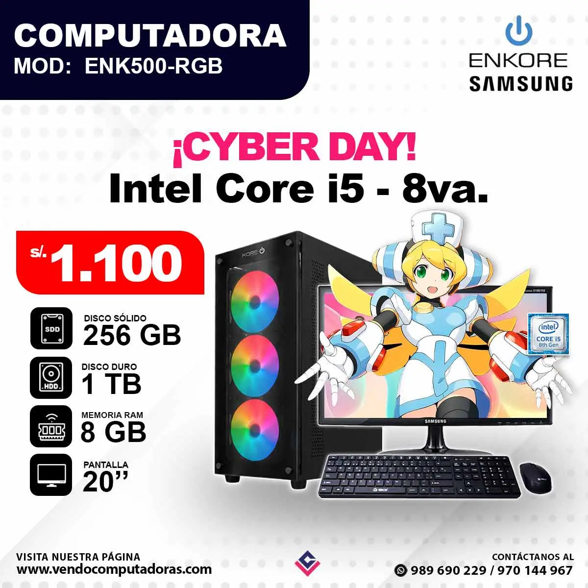 Computadora Intel Core i5 - 8va Gen. ENK500 - RGB