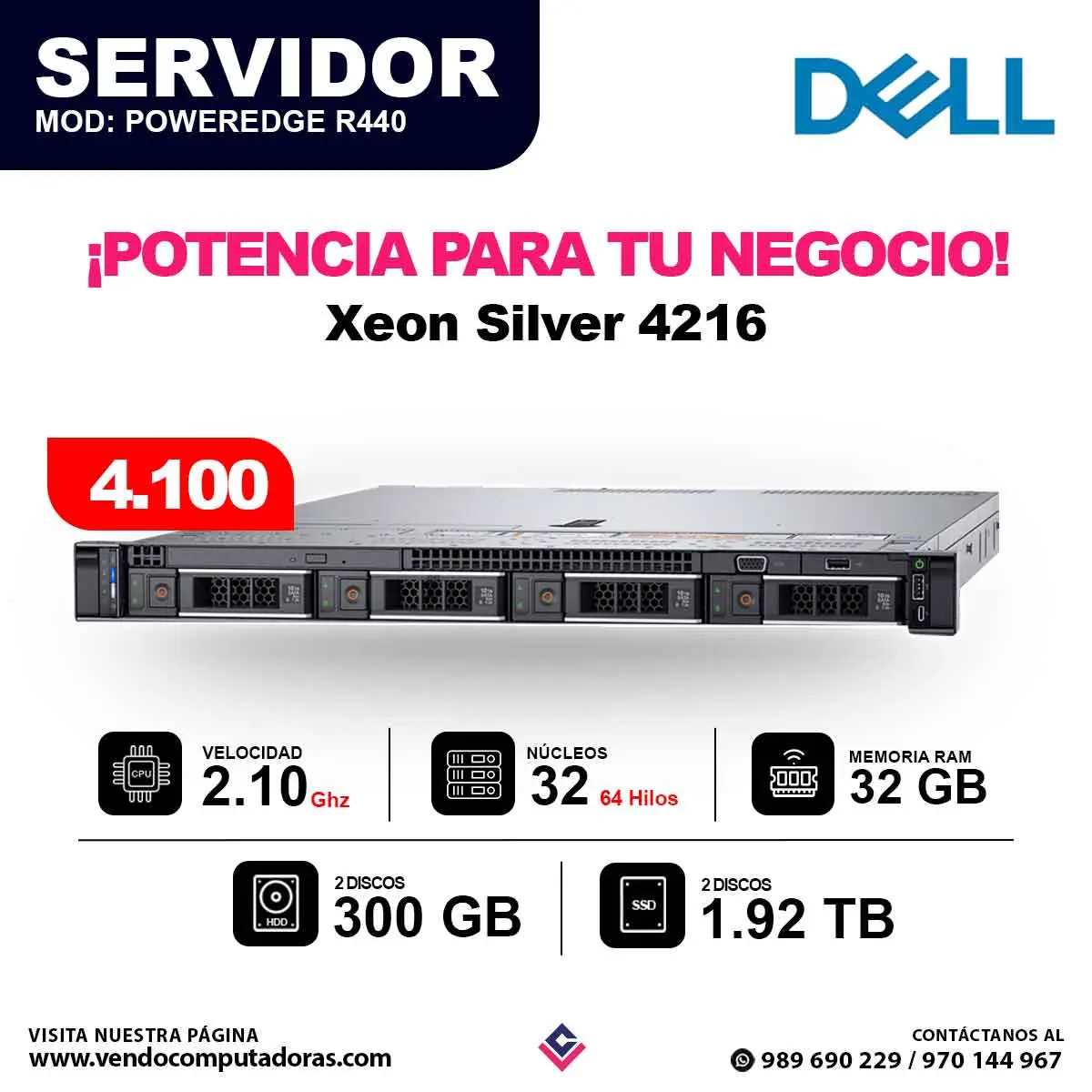 Servidor DELL PowerEdge Intel Xeon 4216