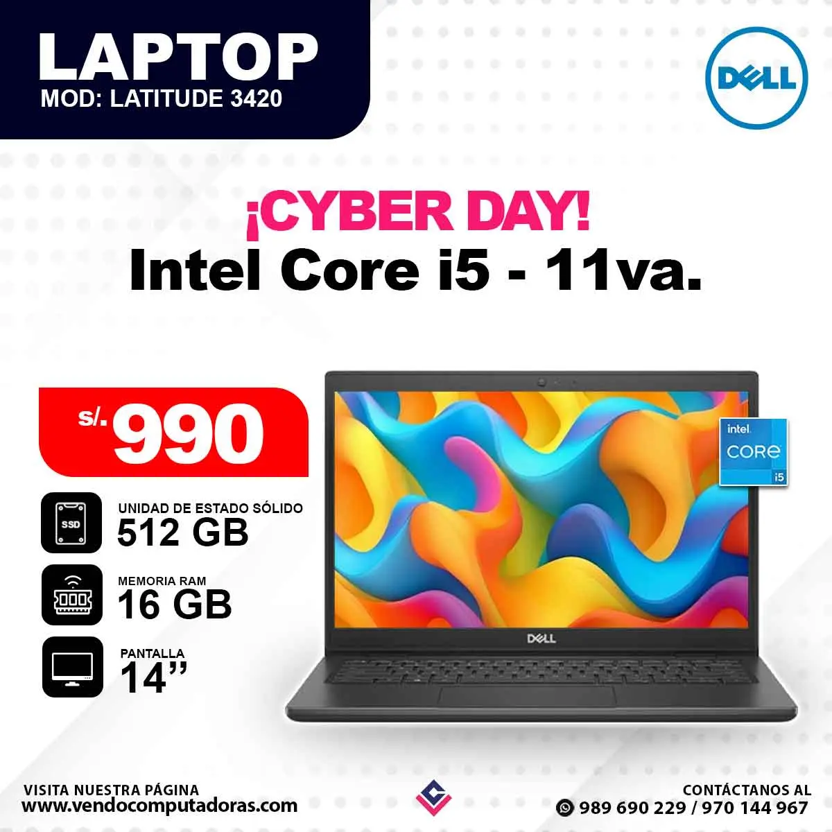Laptop DELL Intel Core i5 - 11va. Latitude3420