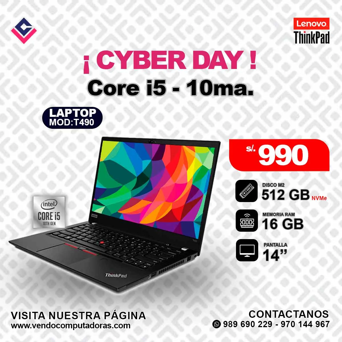 Laptop Lenovo Thinkpad Intel Core i5 - 10ma.