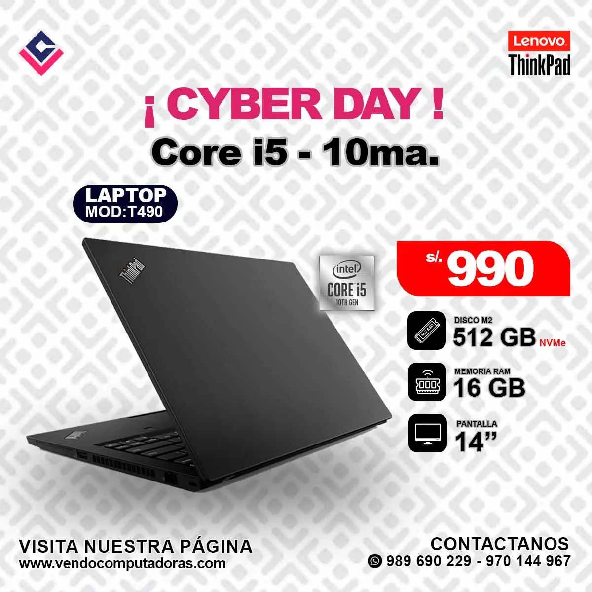 Laptop Lenovo Thinkpad Intel Core i5 - 10ma.