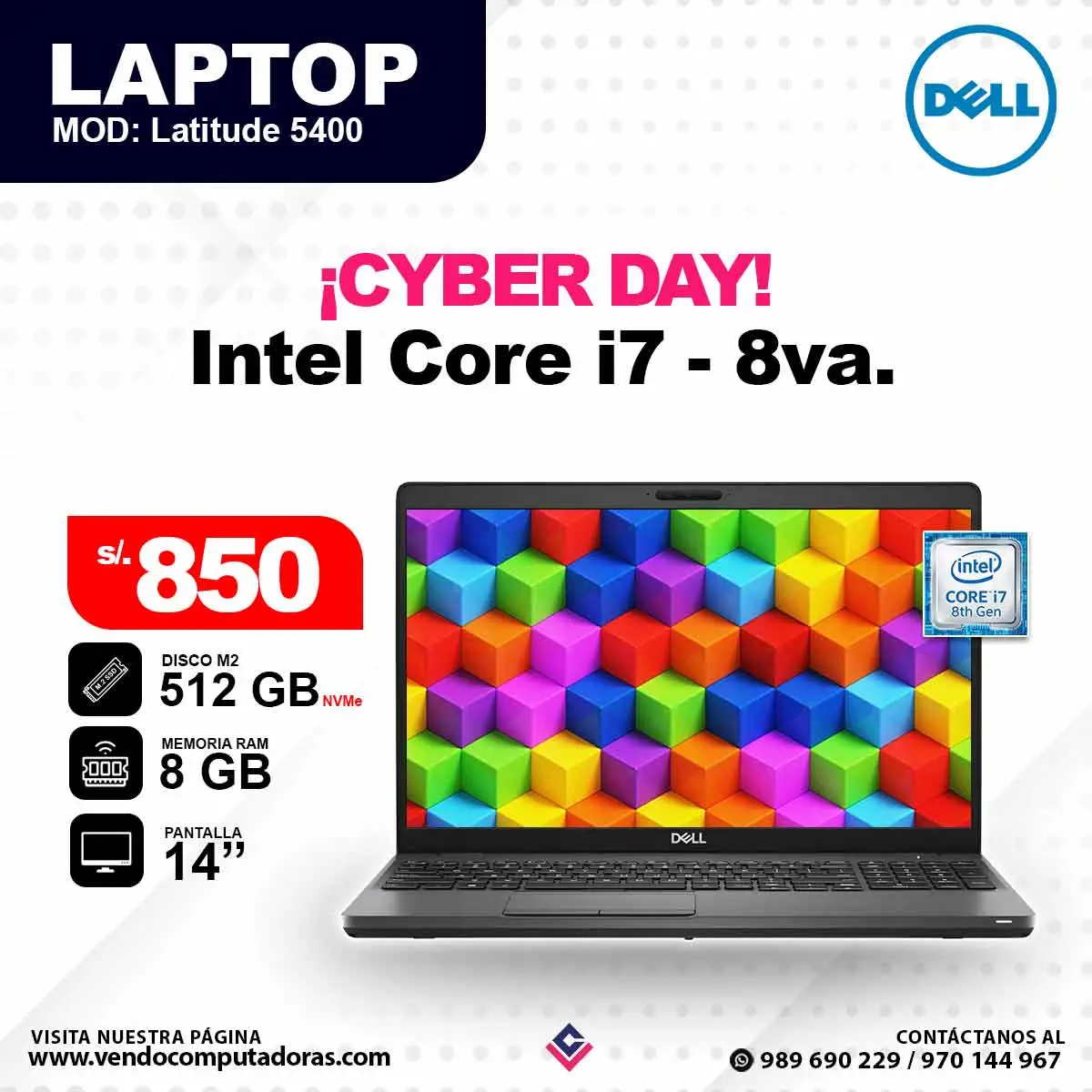 Laptop DELL Intel Core i7 - 8va. Latitude 5400