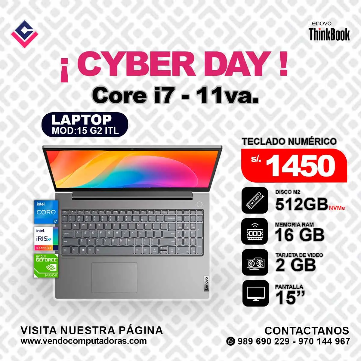 Laptop Lenovo THINKBOOK 15 G2 ITL - Intel Core i7 - 11va.