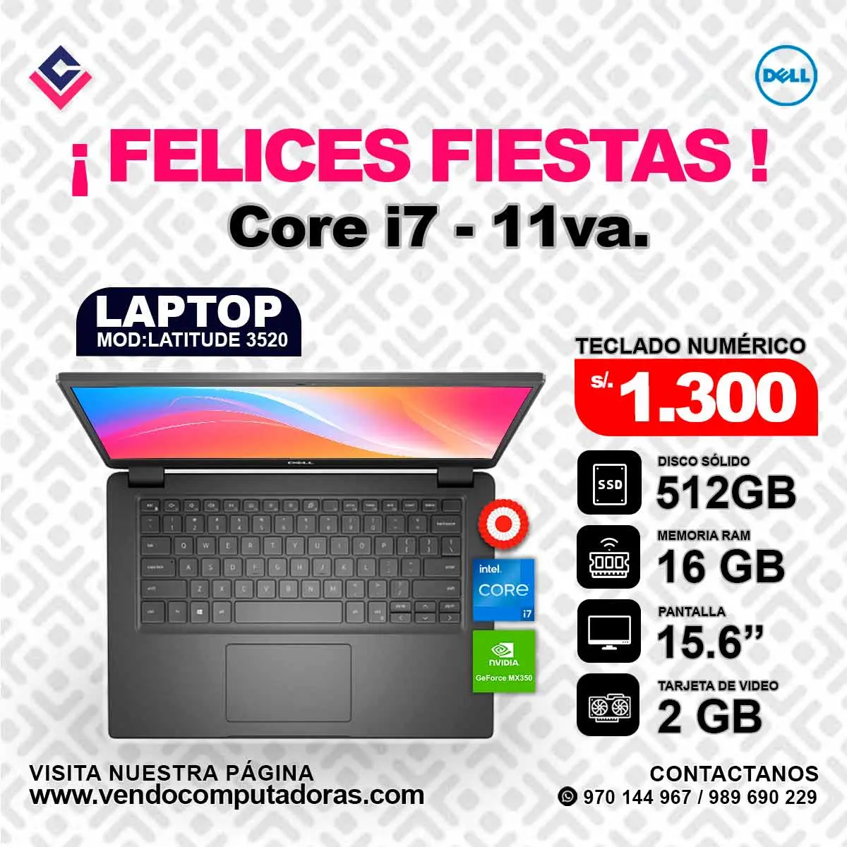 Laptop DELL Intel core i7 - 11va.