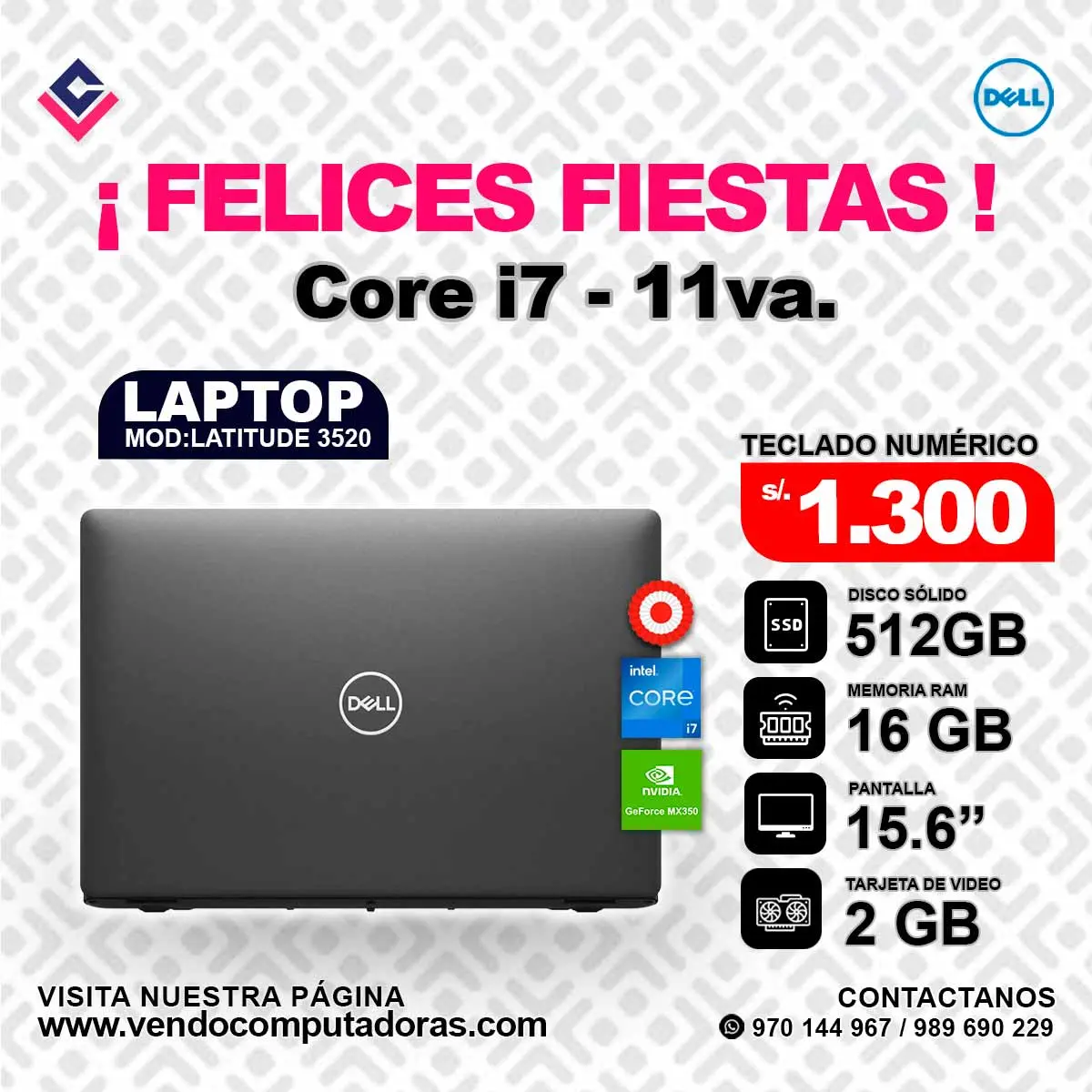 Laptop DELL Intel core i7 - 11va.