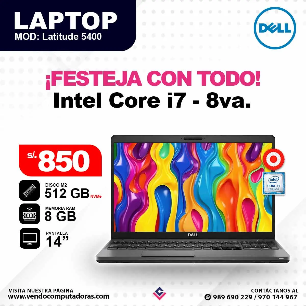Laptop dell Core i7 - 10ma. Gen - Latitude5400