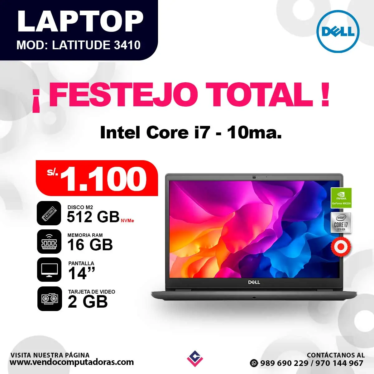 Laptop DELL Intel core i7 - 10ma Latitude 3410