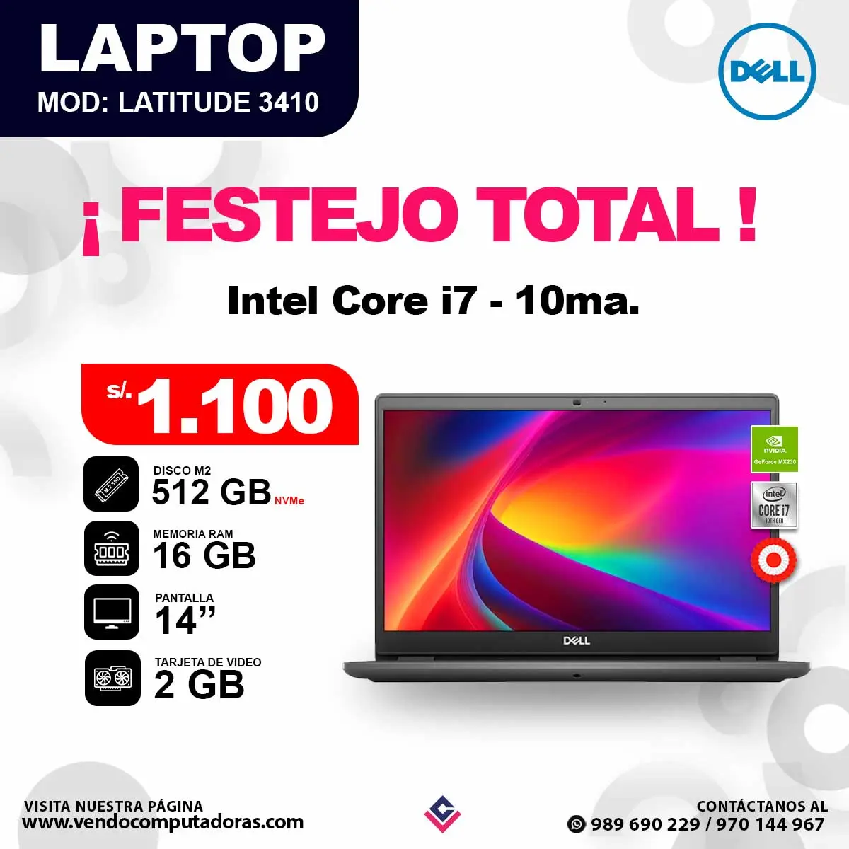 Laptop DELL Intel core i7 - 10ma Latitude 3410