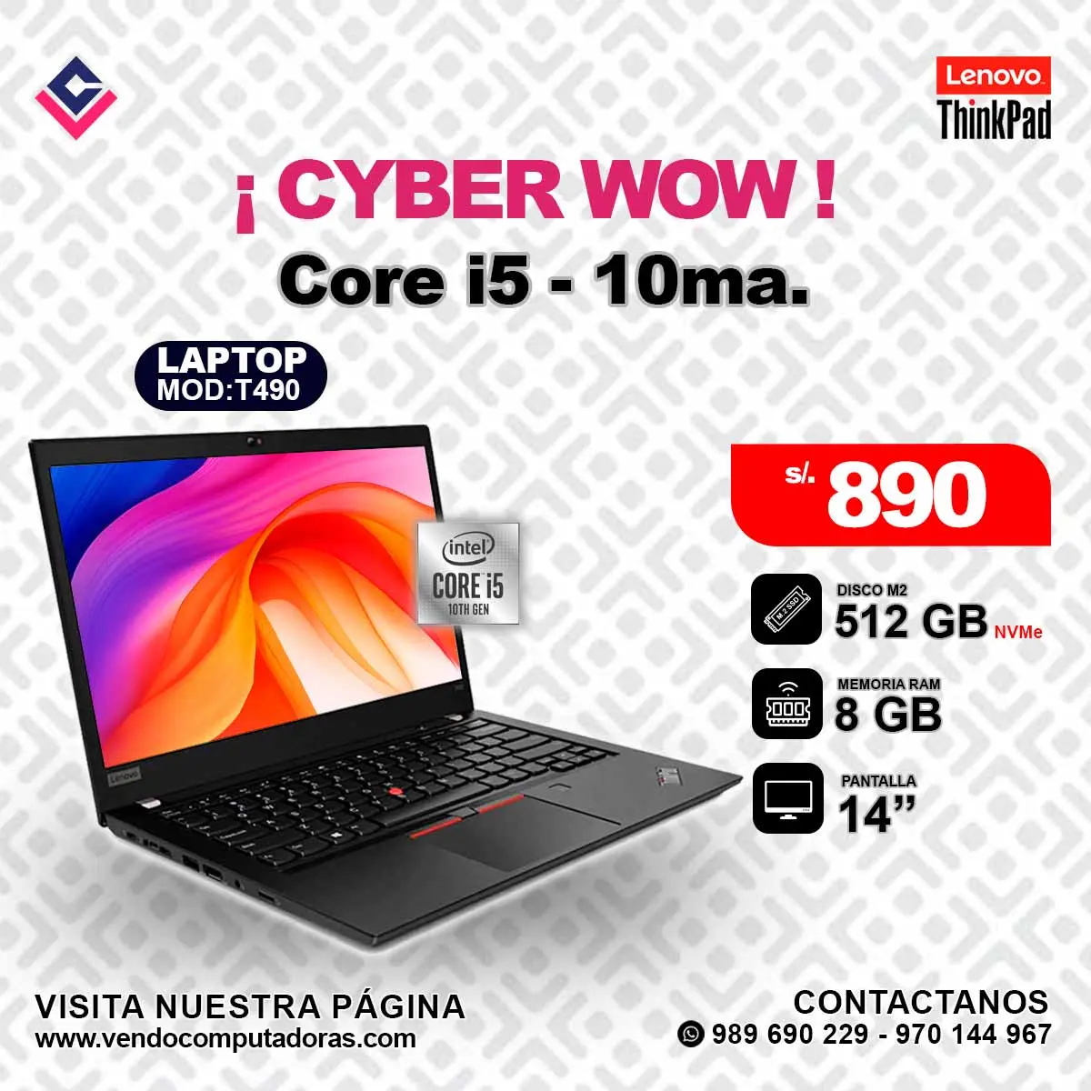 Laptop Lenovo Thinkpad Intel Core i5 - 10ma.