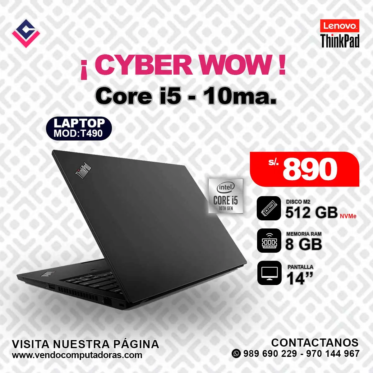 Laptop Lenovo Thinkpad Intel Core i5 - 10ma.