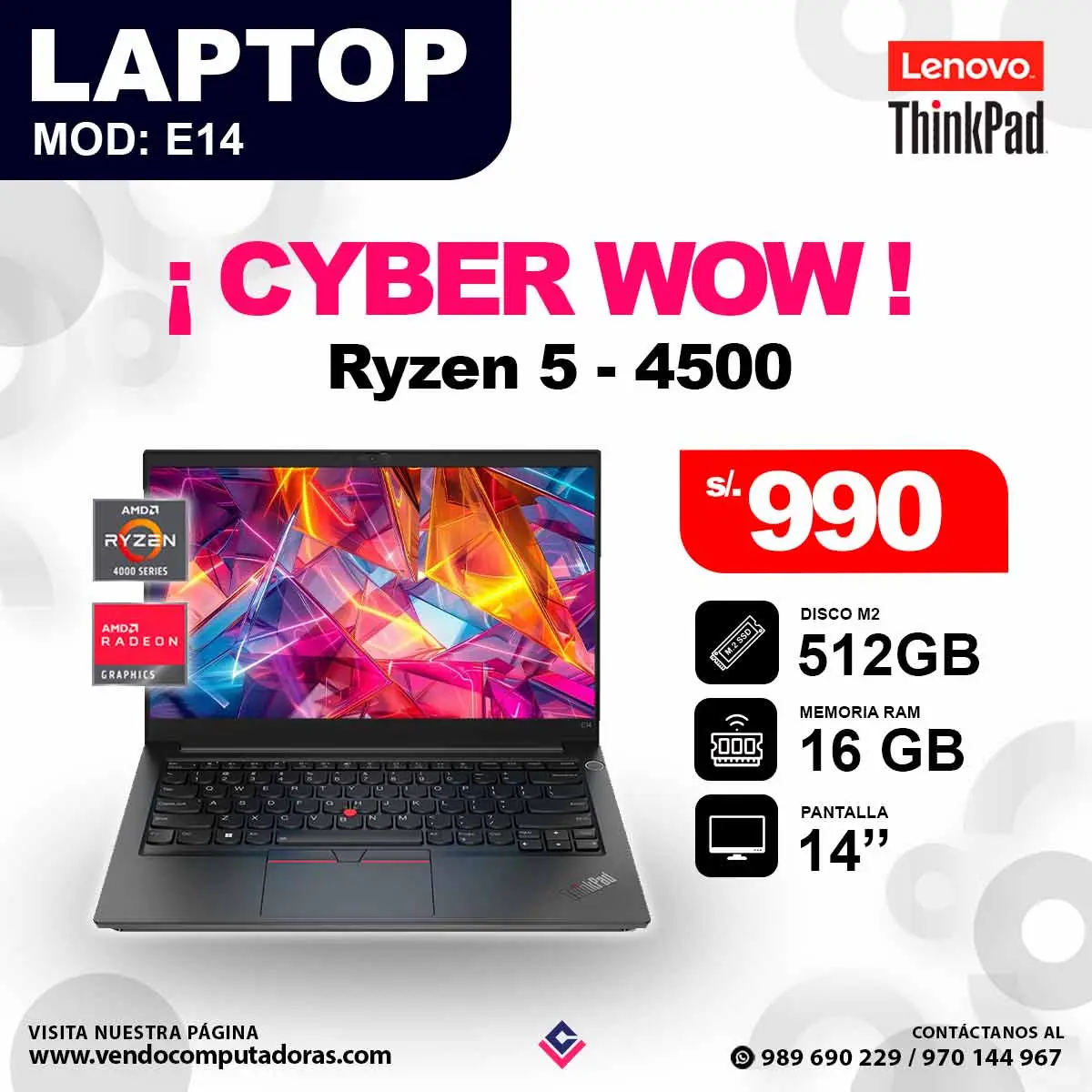 Laptop Lenovo Thinkpad Ryzen 5 4500 