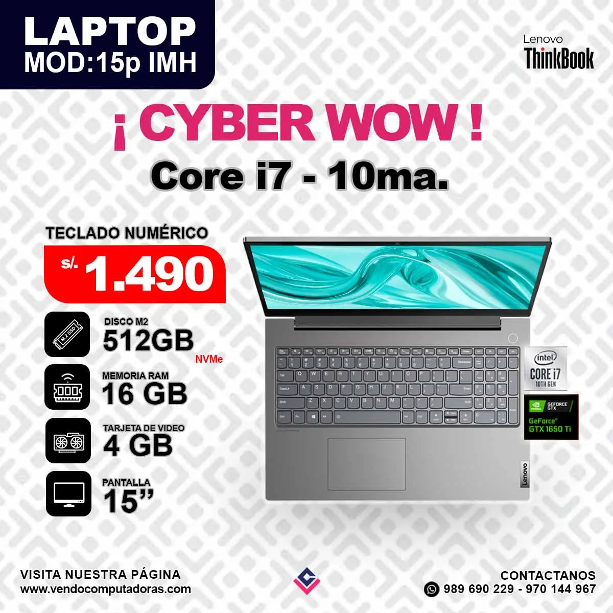Laptop Lenovo Thinkbook Intel core i7 - 10ma.