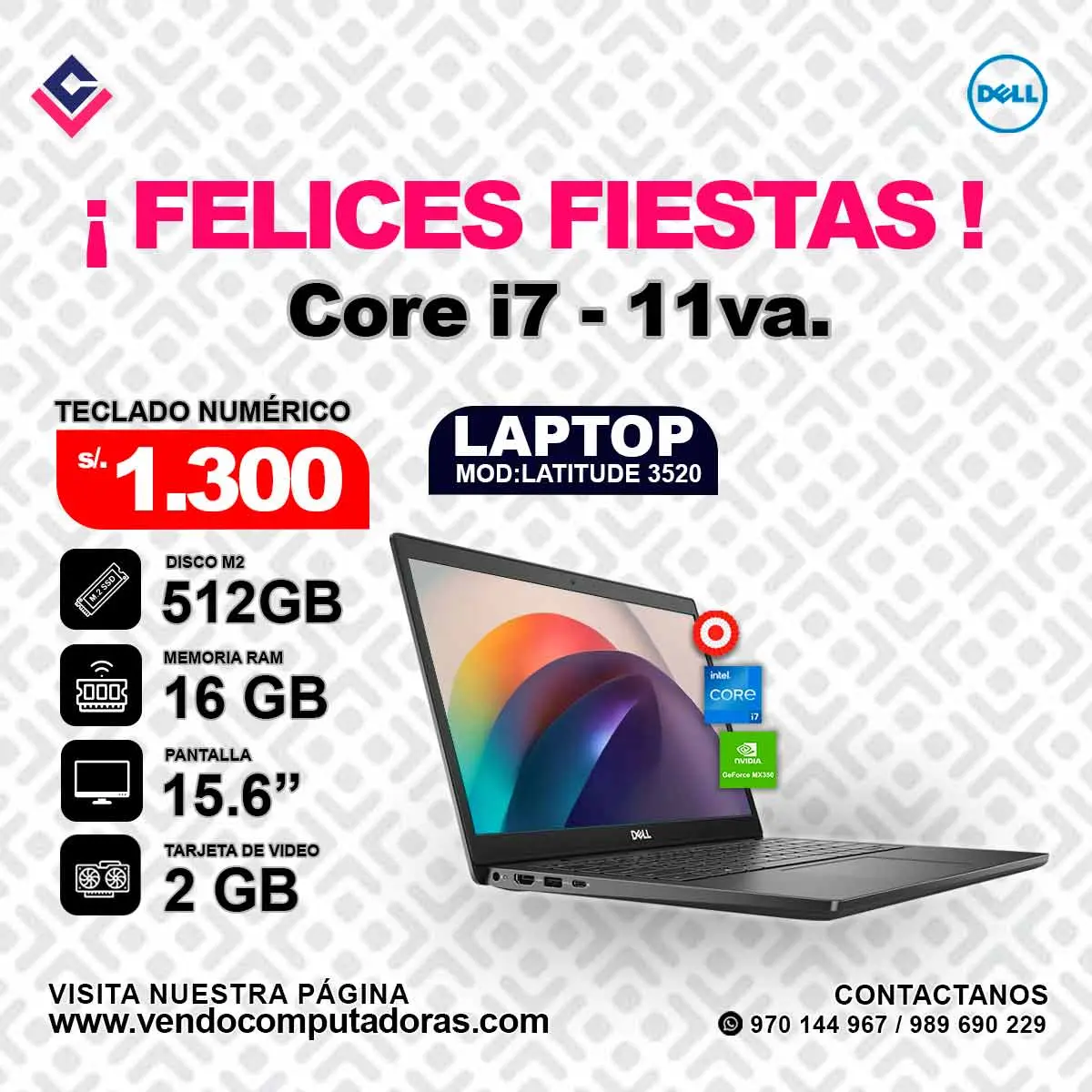 Laptop DELL Intel core i7 11va.