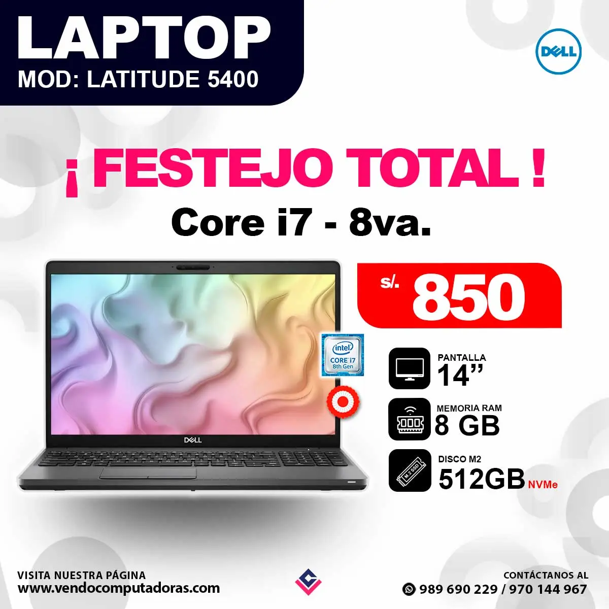 Laptop DELL Latitude 5400 Intel core i7 - 8va.