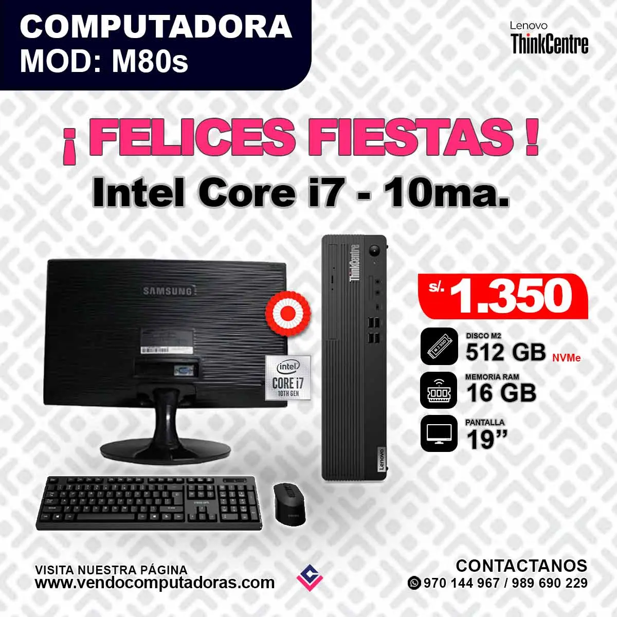 Computadora Lenovo Thinkcentre Intel core i7 - 10ma.