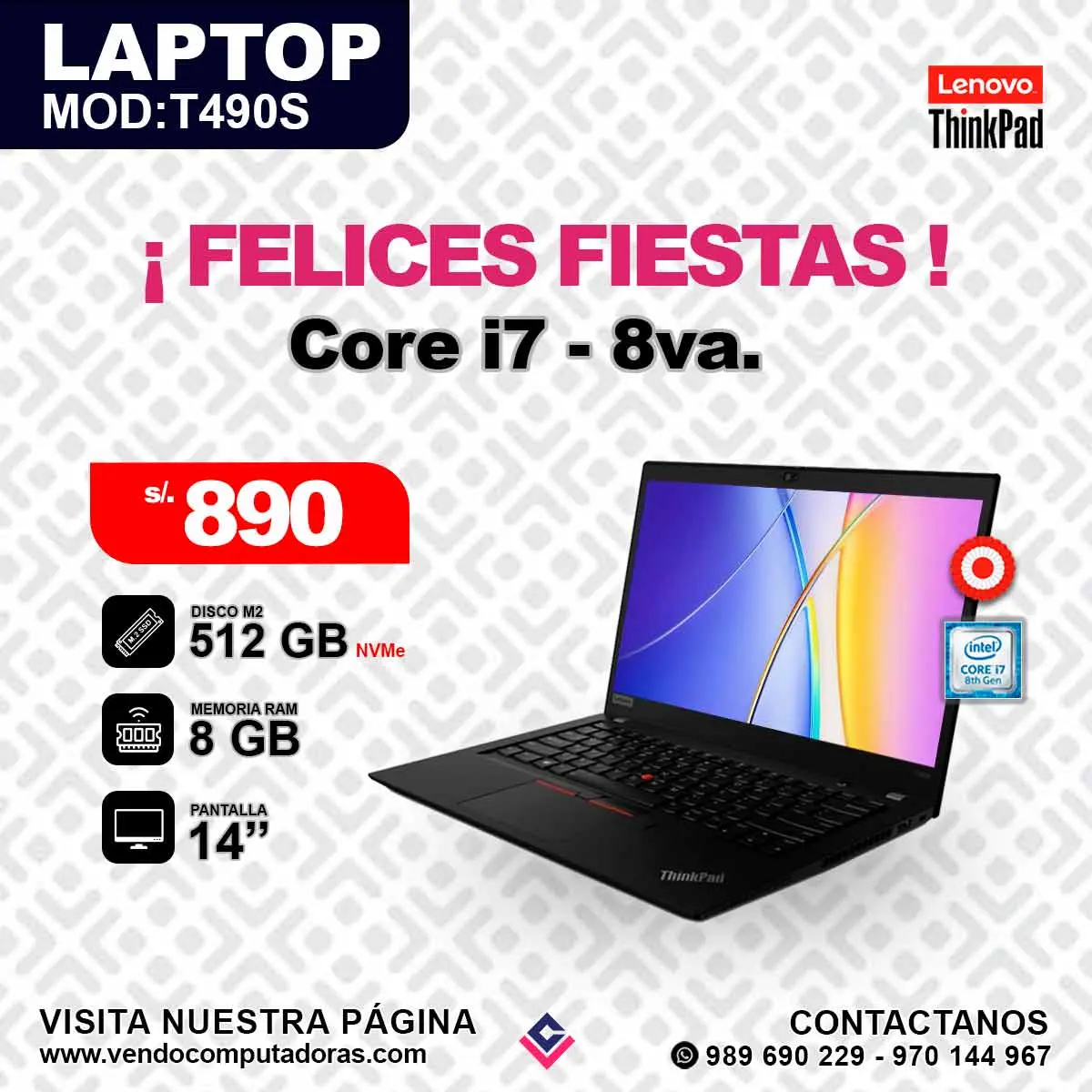 Laptop Lenovo Intel core i7 -8va.