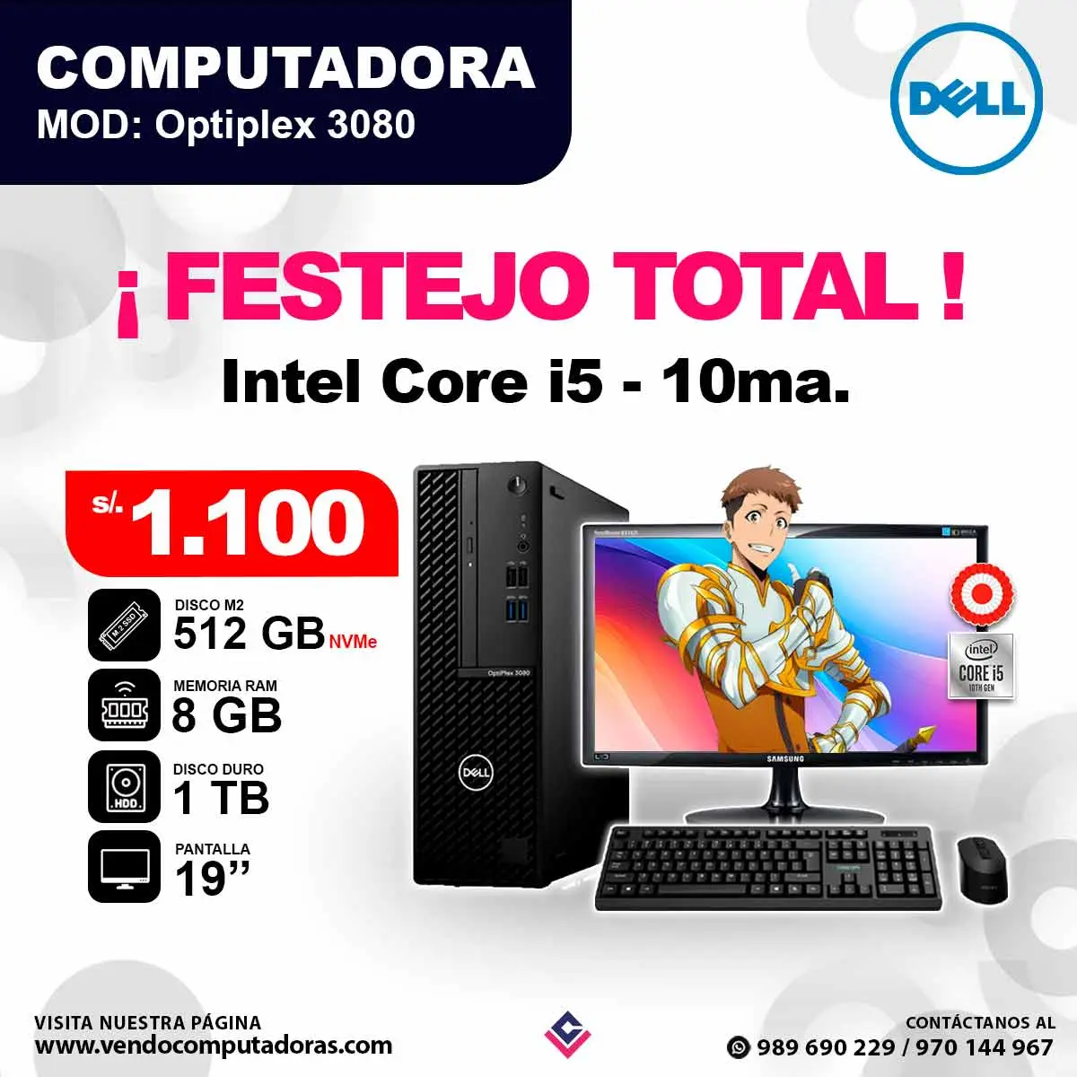 PC OPTIPLEX 3080 Intel core i5 - 10ma.