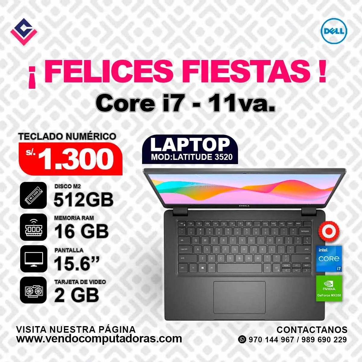 Laptop DELL Intel Core i7 - 11va.