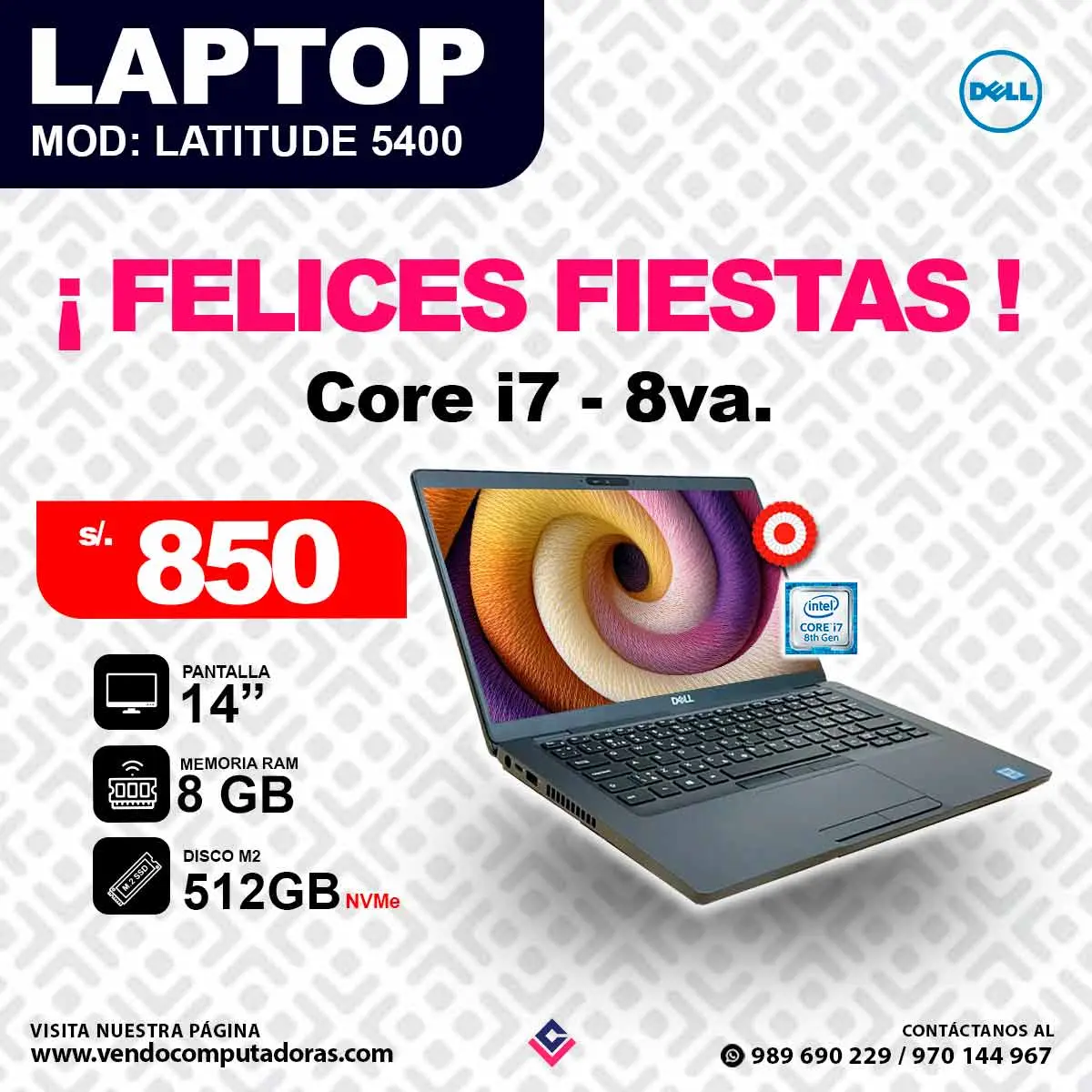 Laptop DELL Intel Core i7- 8va.