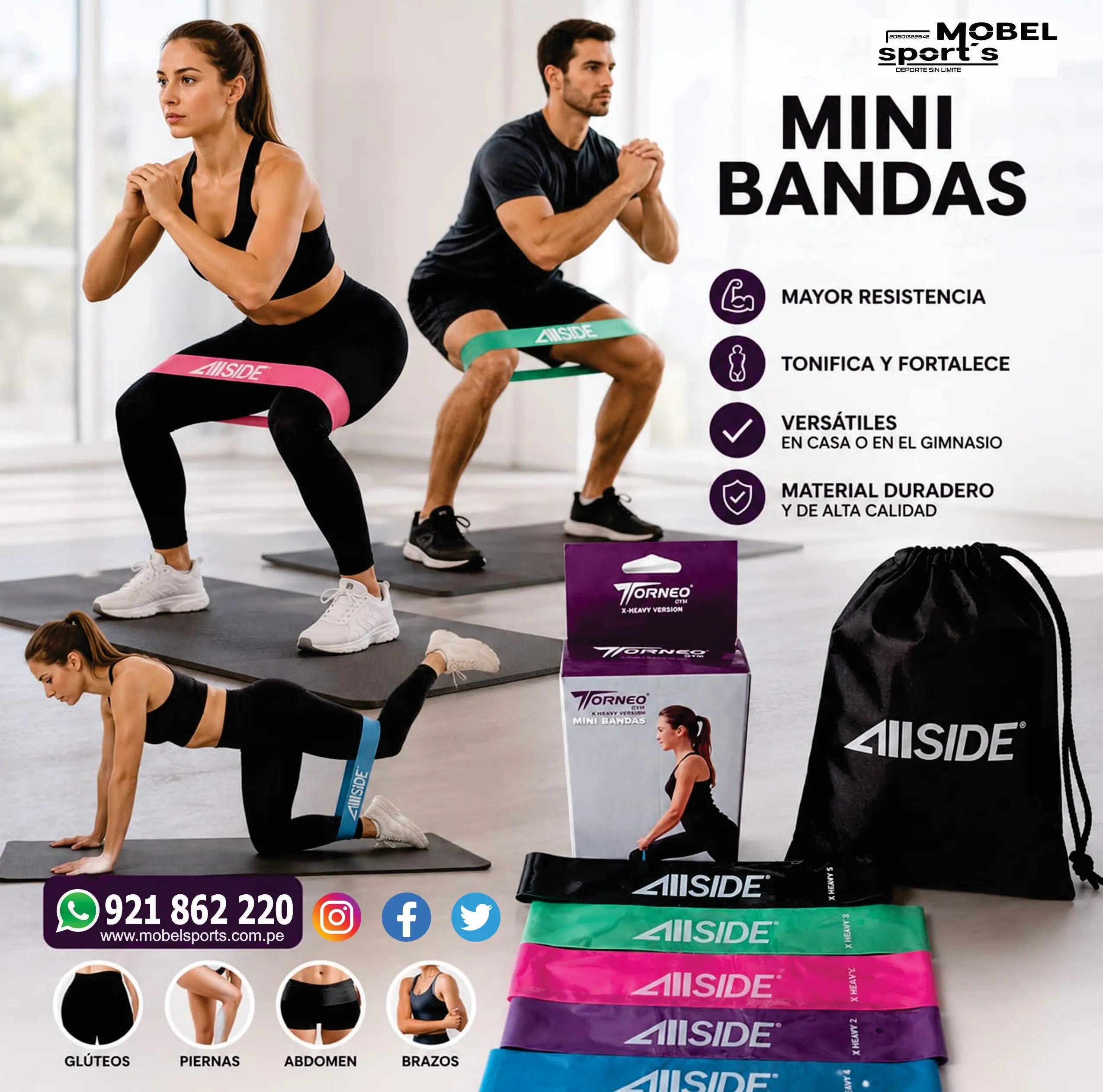 bandas elasticas de tela para gluteos y piernas 