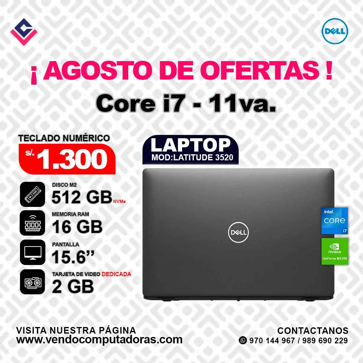 Laptop DELL Intel core i7 - 11va. 