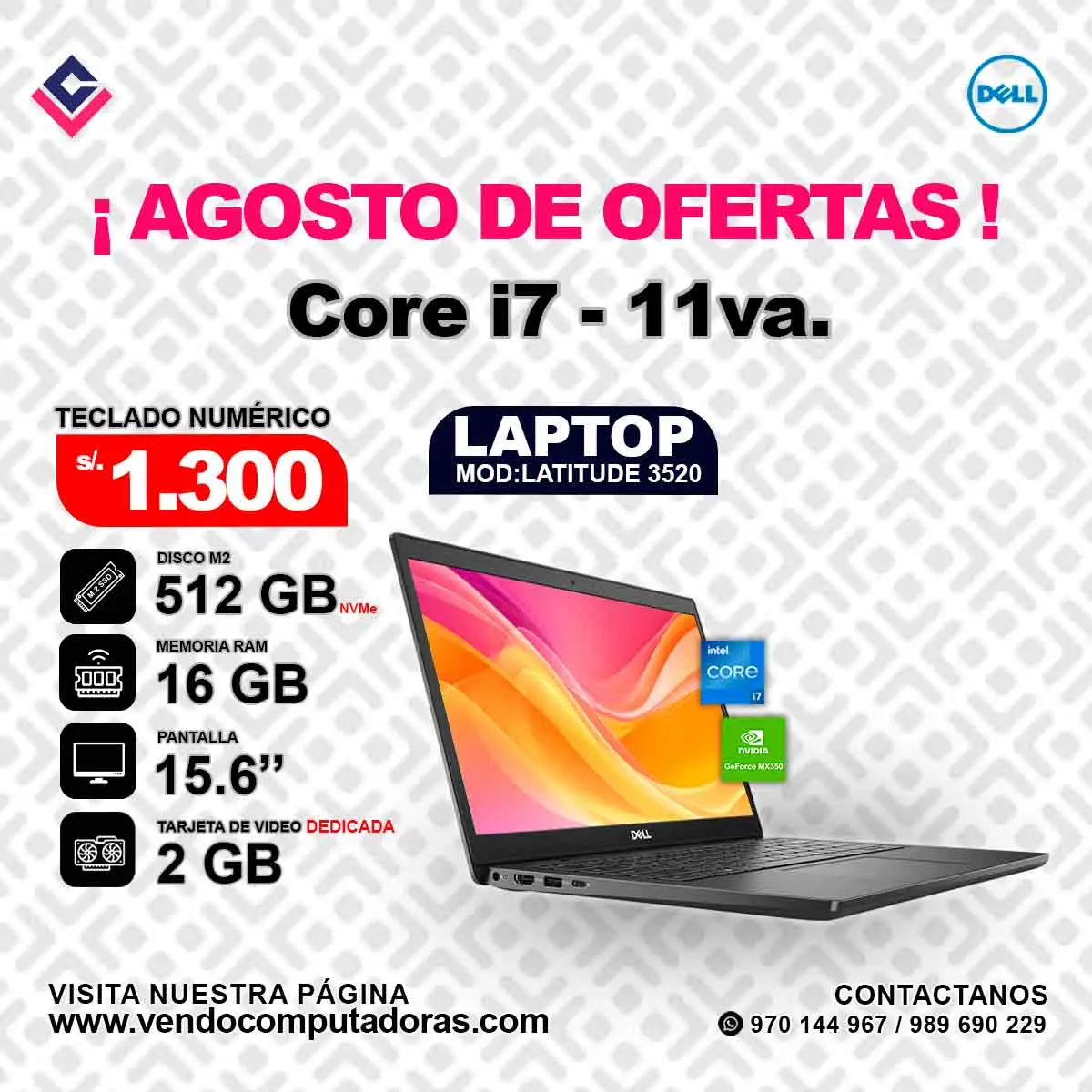 Laptop DELL Intel core i7 - 11va. 