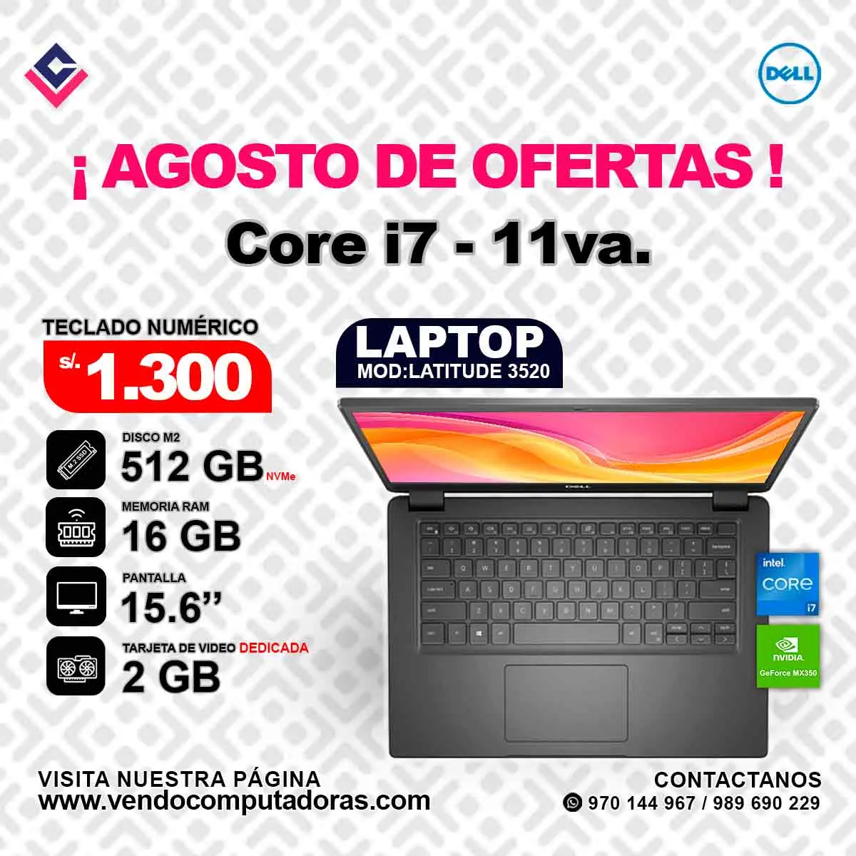 Laptop DELL Intel core i7 - 11va. 