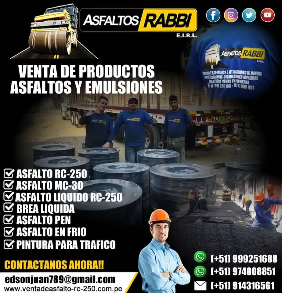 VENTA DE EMULSION ASFALTICA LENTA Y RAPIDA ASFALTO EN FRIO