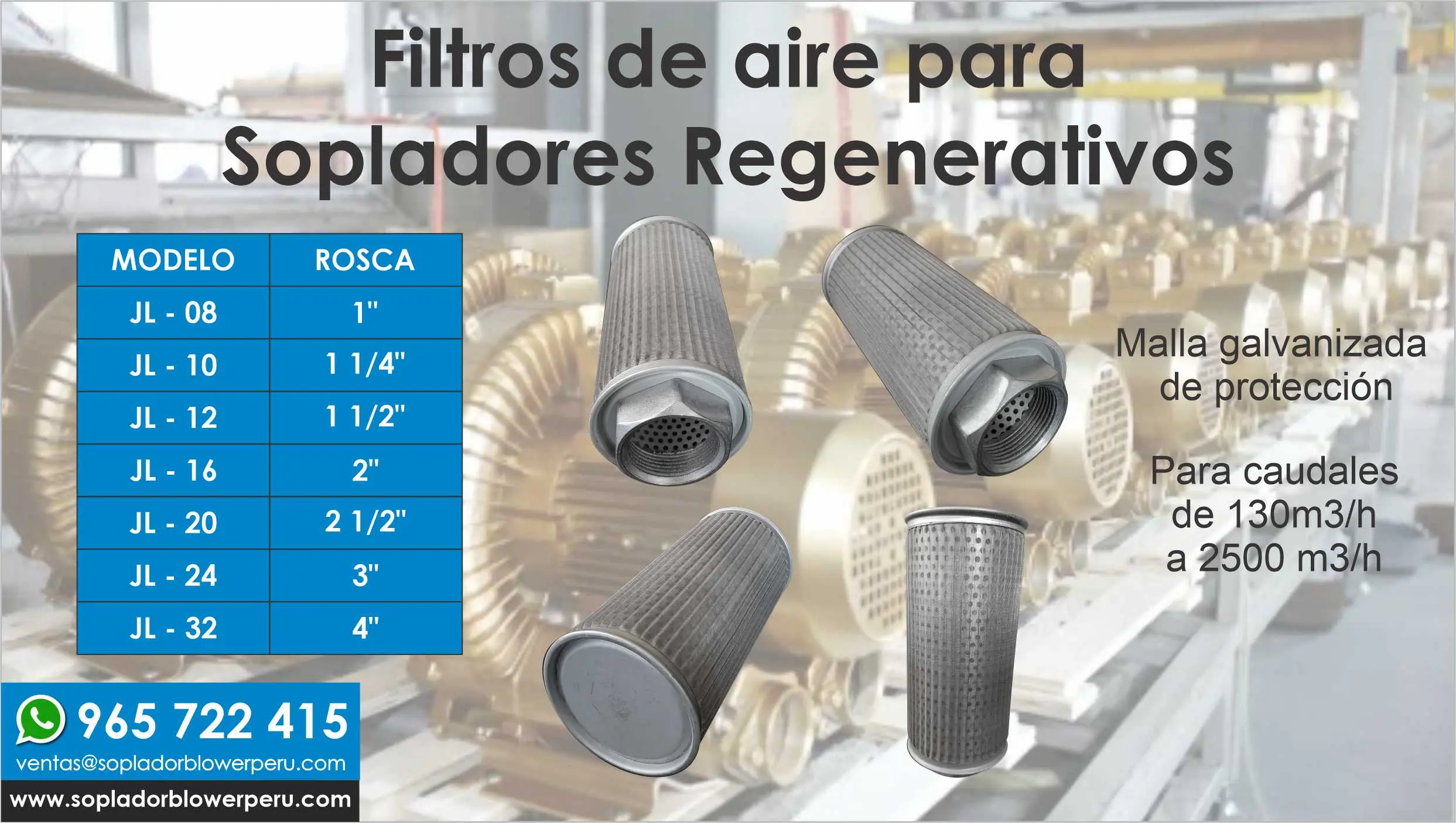 FILTROS DE AIRE PARA SOPLADORES REGENERATIVOS