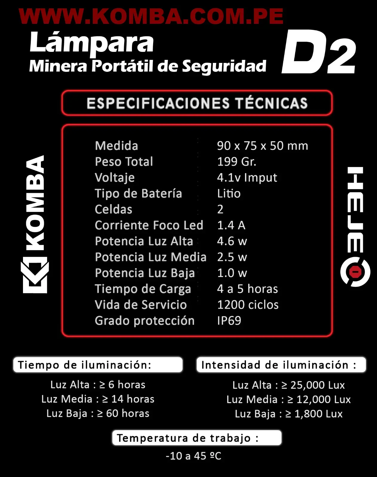 LAMPARA MINERÍA KOMBA HEJE D2
