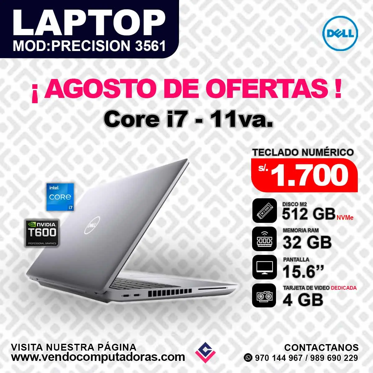 Laptop DELL Intel core i7 - 11va.