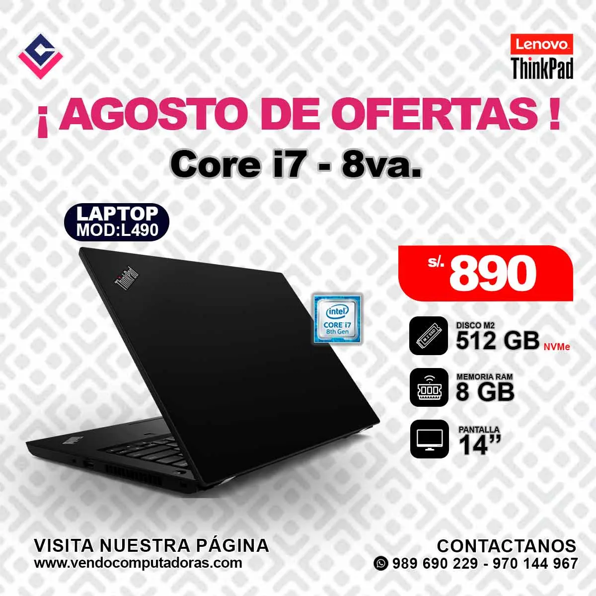 Laptop Lenovo Thinkpad Intel Core i7-8va.