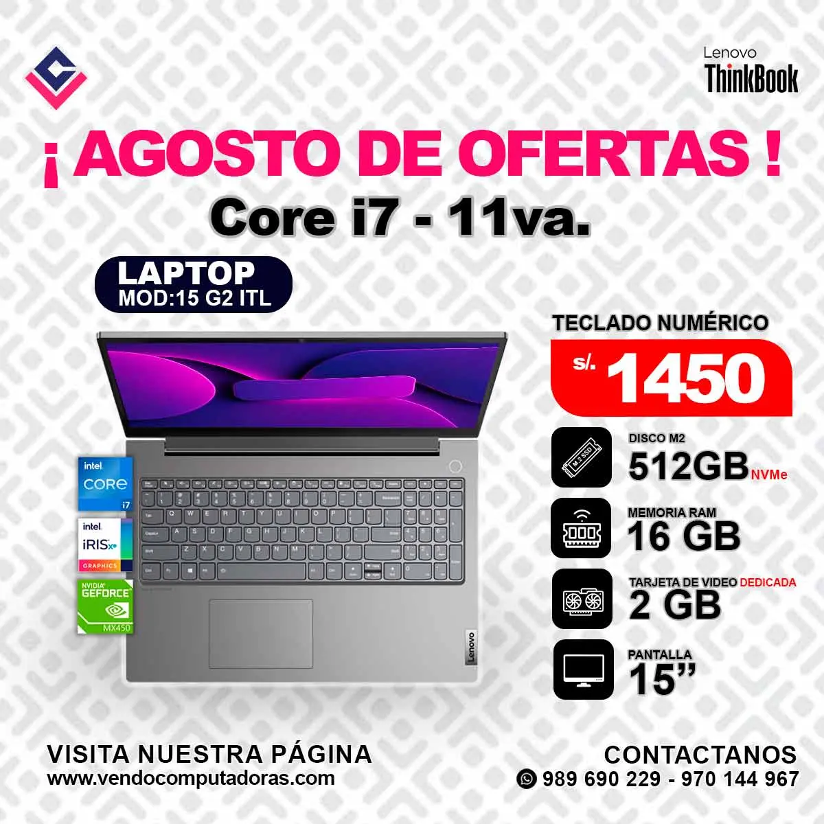 Laptop Lenovo Thinkbook 15 G2 ITL - Intel Core i7 - 11va