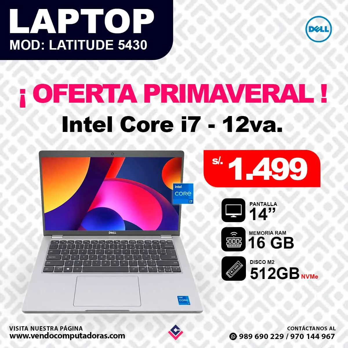  Laptop DELL Intel core i7 12va.