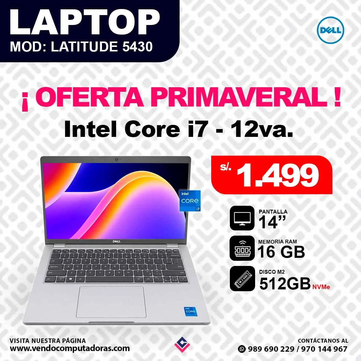  Laptop DELL Intel core i7 12va.