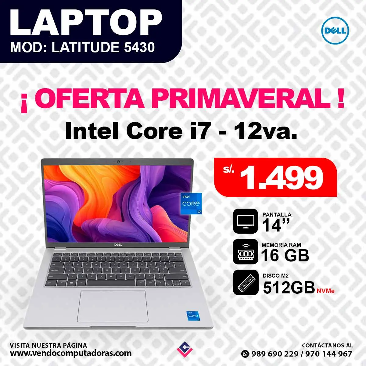  Laptop DELL Intel core i7 12va.