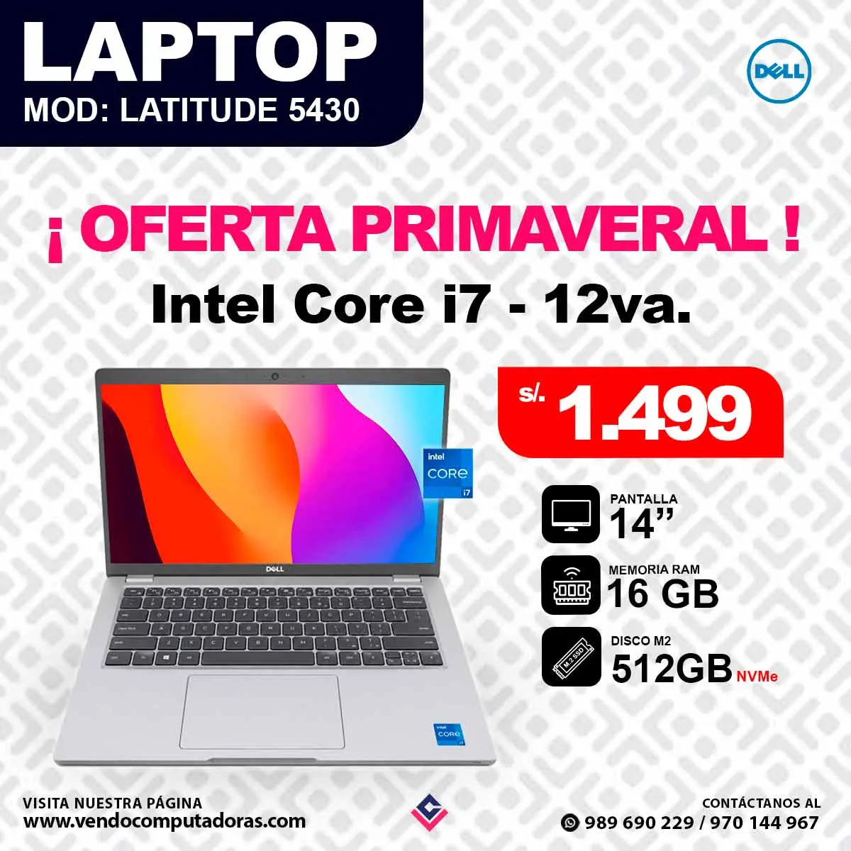  Laptop DELL Intel core i7 12va.