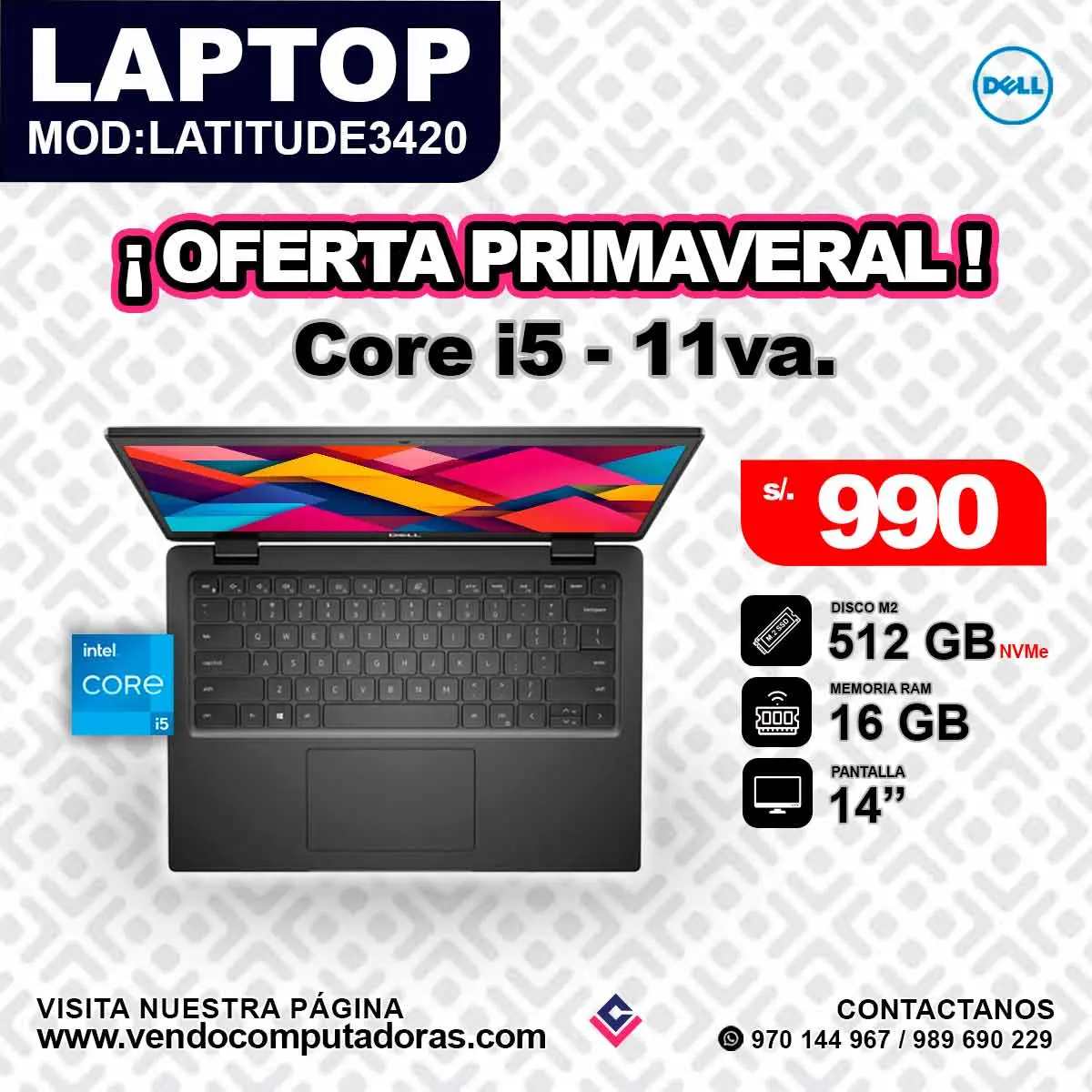 Laptop DELL Intel core i5 - 11va.