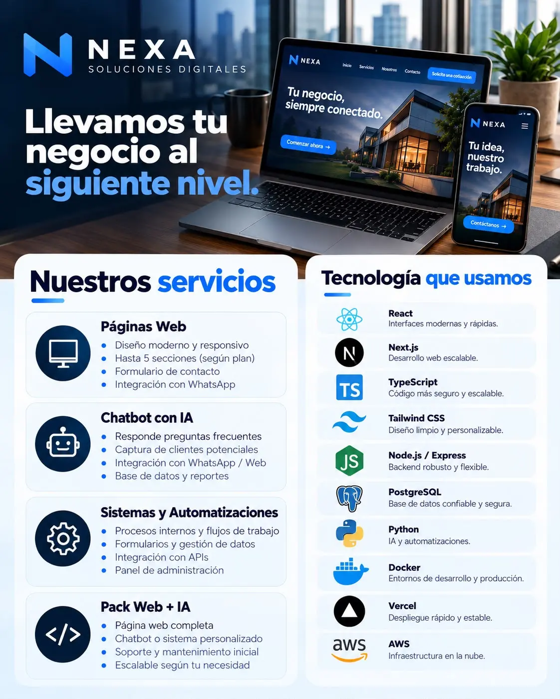 Páginas web y asistentes de WhatsApp para negocios