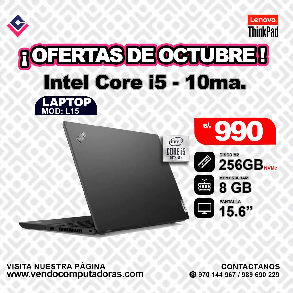 Laptop Lenovo Thinkpad Intel cor i5 - 10ma.