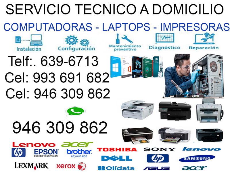 SERVICIO TÉCNICO DE IMPRESORAS Y LAPTOPS 993691682 SAN ISIDRO, MIRAFLORES, LA MOLINA 