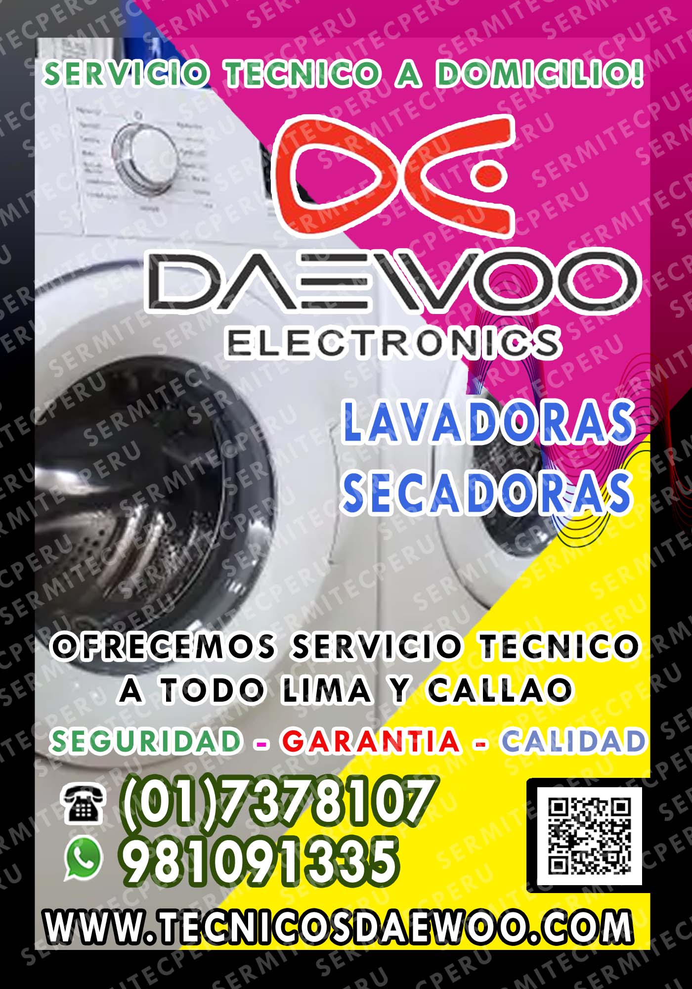 DAEWOO 7378107-Reparaciones de lavadoras*secadoras/en Surquillo