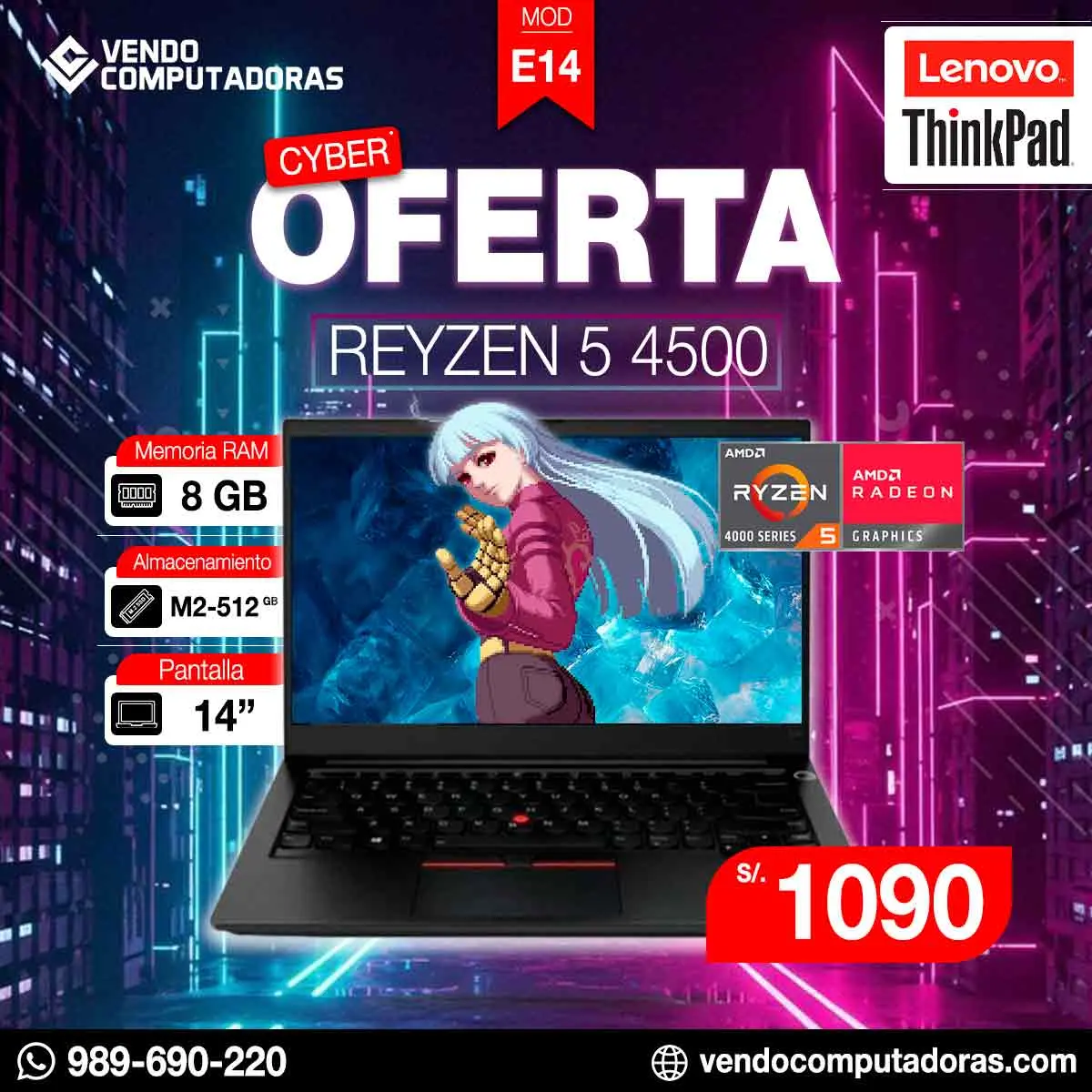 Laptop Lenovo ThinkPad Reyzen 5 4500 - Laptop moderna