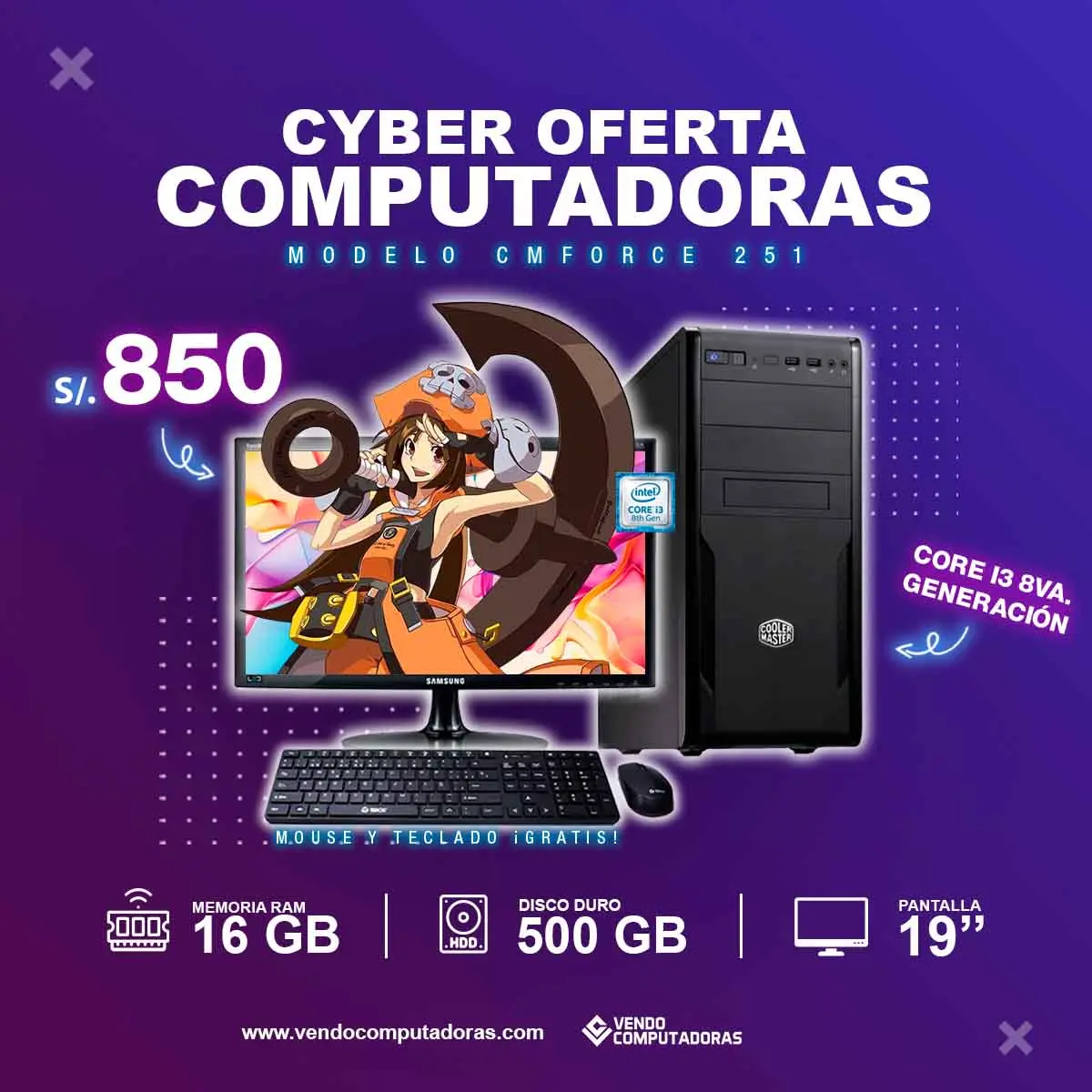 Computadora Intel Core i3 8va. Generacion